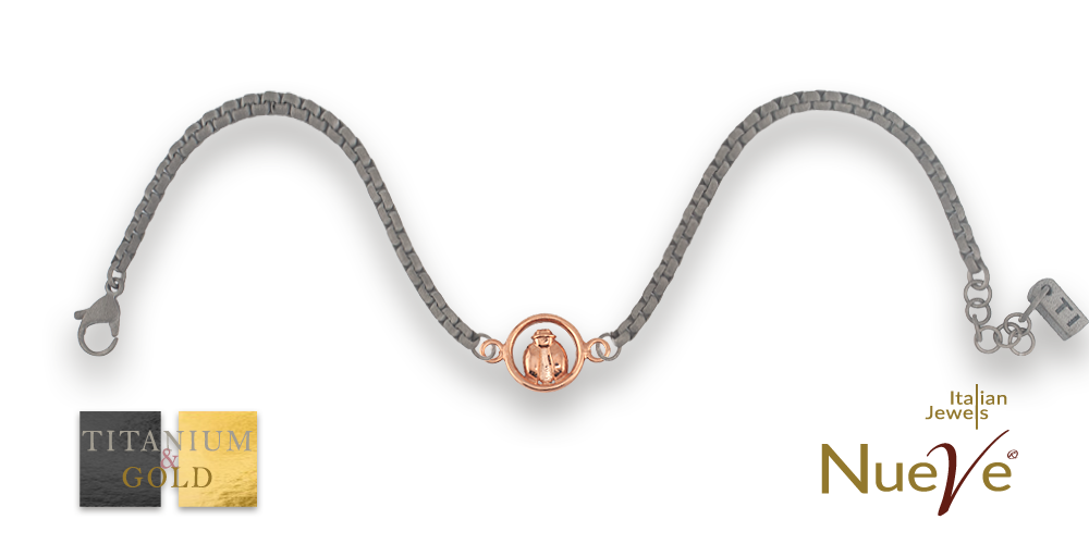 Bracciale Titanio e Oro 9 kt * Fortuna "Coccinella" * - NUEVE GIOIELLI
