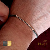Bracciale Titanio e Oro 9 kt con diamanti neri - NUEVE GIOIELLI