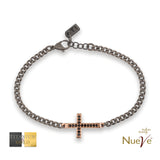 Bracciale Titanio e Oro 9 kt con diamanti neri "CROCE" - NUEVE GIOIELLI
