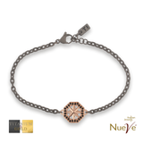 Bracciale Titanio e Oro 9 kt con diamanti neri * La rosa dei venti * - NUEVE GIOIELLI