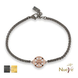 Bracciale Titanio e Oro 9 kt con diamanti neri * La rosa dei venti * - NUEVE GIOIELLI