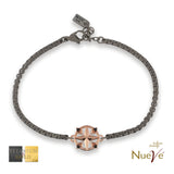Bracciale Titanio e Oro 9 kt con diamanti neri * La rosa dei venti * - NUEVE GIOIELLI