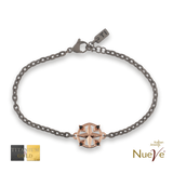 Bracciale Titanio e Oro 9 kt con diamanti neri * La rosa dei venti * - NUEVE GIOIELLI