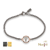 Bracciale Titanio e Oro 9 kt con diamanti neri * Laurea Farmacia "Il Caduceo" * - NUEVE GIOIELLI