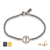 Bracciale Titanio e Oro 9 kt con diam.ti neri * Laurea Medicina " Bastone di Asclepio " * - NUEVE GIOIELLI