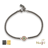 Bracciale Titanio e Oro 9 kt con diam.ti neri e Smeraldi * Luce Preziosa* - NUEVE GIOIELLI