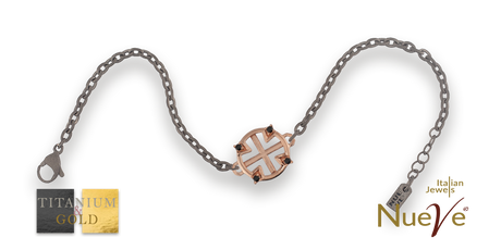 Bracciale Titanio e Oro 9 kt con diam.ti neri * I Sacri * - NUEVE GIOIELLI