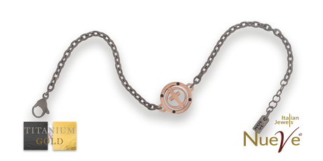 Bracciale Titanio e Oro 9 kt con diam.ti neri * I Sacri * - NUEVE GIOIELLI