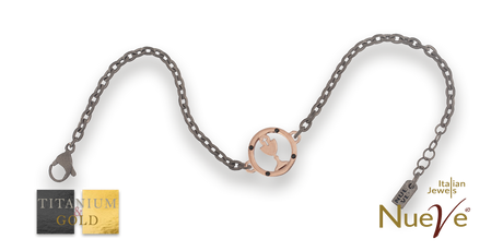 Bracciale Titanio e Oro 9 kt con diam.ti neri * I Sacri * - NUEVE GIOIELLI