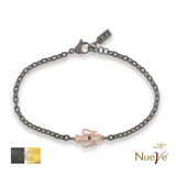 Bracciale Titanio e Oro 9 kt con diam.ti neri * Angioletto * - NUEVE GIOIELLI