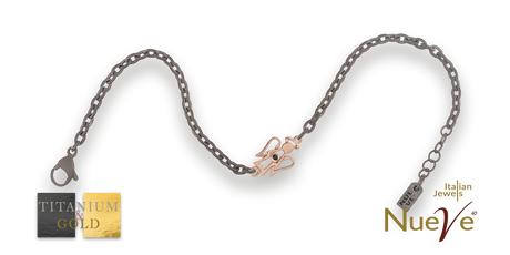 Bracciale Titanio e Oro 9 kt con diam.ti neri * Angioletto * - NUEVE GIOIELLI