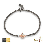 Bracciale Titanio e Oro 9 kt con diam.ti neri * Passeggino * - NUEVE GIOIELLI