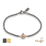 Bracciale Titanio e Oro 9 kt con diam.ti neri * Passeggino * - NUEVE GIOIELLI