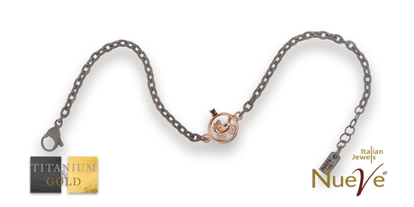 Bracciale Titanio e Oro 9 kt con diam.ti neri * Passeggino * - NUEVE GIOIELLI