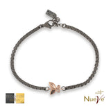 Bracciale Titanio e Oro 9 kt con diam.ti neri * Fortuna "La Farfalla" * - NUEVE GIOIELLI