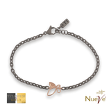 Bracciale Titanio e Oro 9 kt * Fortuna "La Farfalla" * - NUEVE GIOIELLI