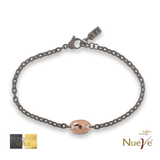 Bracciale Titanio e Oro 9 kt con diam.ti neri * Nautica * - NUEVE GIOIELLI