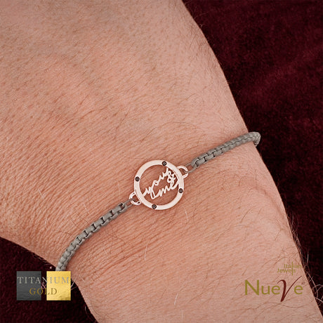 Bracciale Titanio e Oro 9 kt con diam.ti neri * You & Me * - NUEVE GIOIELLI