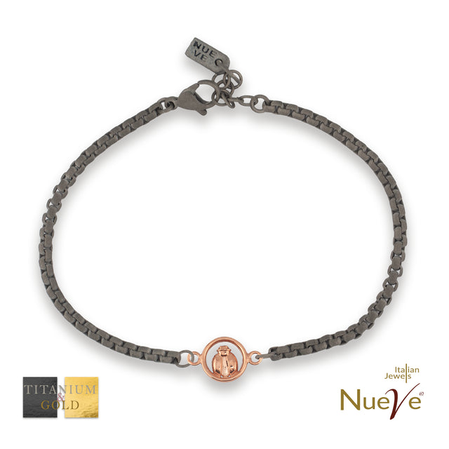 Bracciale Titanio e Oro 9 kt * Fortuna "Coccinella" * - NUEVE GIOIELLI