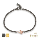 Bracciale Titanio e Oro 9 kt con diam.ti neri * Lettere 3D * - NUEVE GIOIELLI