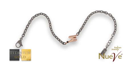 Bracciale Titanio e Oro 9 kt con diam.ti neri * Lettere 3D * - NUEVE GIOIELLI