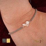 Bracciale Titanio e Oro 9 kt con diam.ti neri * Cuore * - NUEVE GIOIELLI