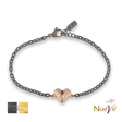 Bracciale Titanio e Oro 9 kt con diam.ti neri * Cuore * - NUEVE GIOIELLI