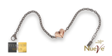 Bracciale Titanio e Oro 9 kt con diam.ti neri * Cuore * - NUEVE GIOIELLI