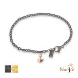 Bracciale Titanio e Oro 9 kt * Charms "Ancora" * - NUEVE GIOIELLI