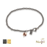 Bracciale Titanio e Oro 9 kt * Charms "Quadrifoglio" * - NUEVE GIOIELLI