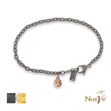 Bracciale Titanio e Oro 9 kt * Charms "Coccinella" * - NUEVE GIOIELLI