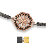 Bracciale Titanio e Oro 9 kt con diamanti neri * La rosa dei venti * - NUEVE GIOIELLI
