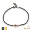 Bracciale Titanio e Oro 9 kt con diamanti neri * Ancora * - NUEVE GIOIELLI