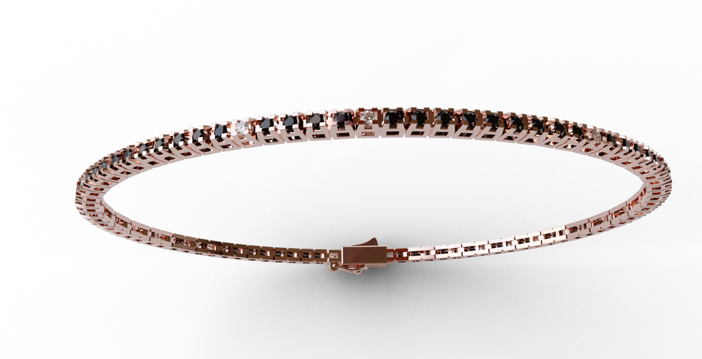 NUEVE TENNIS ROSE GOLD WITH WHITE AND BLACK DIAMONDS